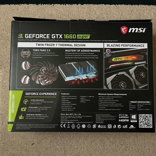 Nvidia GTX 1660 Super MSI Gaming X Edition new model 2019 6GB DDR6