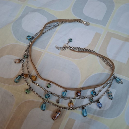 Necklace like new, decorated with small colorful beads