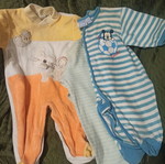Baby crib bumpers used, pack of 2, soft blue striped