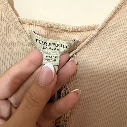 Burberry London Ribbed Camisole Top with Ruffle Detail like new, beige