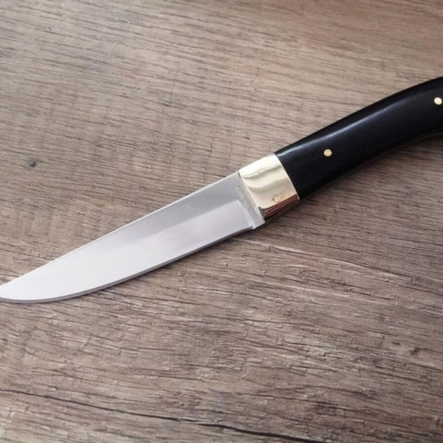 Russian Okhotnik knife, steel, bronze, black wood, 21cm