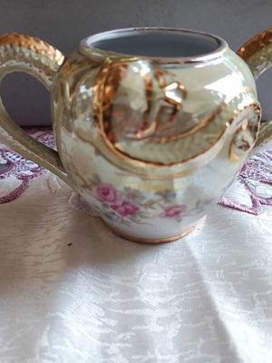 Japanese porcelain vase vintage 1930-1950 used decorative double-handle