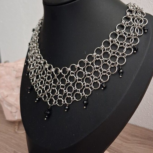 Handmade Stainless Steel Chainmail Choker new, black and silver