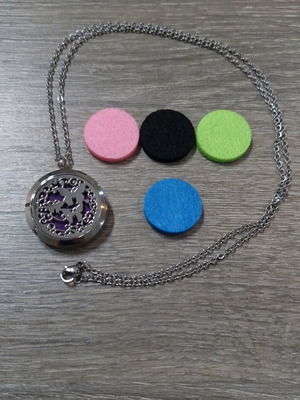 Oil Difusser κολιέ με πεταλούδες και μεταλλικό μαγνητικό καπάκι ασημί καινούργιο