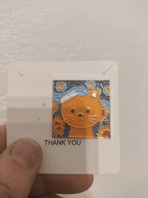 Art cat pin with cut ear like new