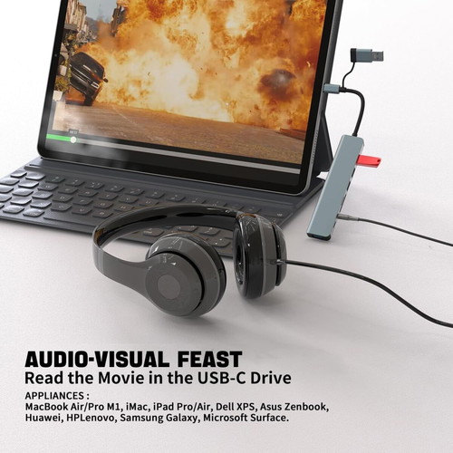 USB-C 8-in-1 Hub New Multifunctional Adapter with USB-A, SD/TF Reader, Audio Jack