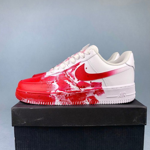 Nike Air Force 1 Red Paint Drip Handmade Sneakers new