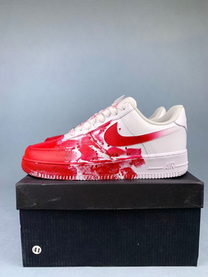 Nike Air Force 1 Red Paint Drip Handmade Sneakers new