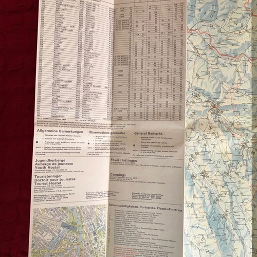 Zurich vintage foldable map 1974 like new
