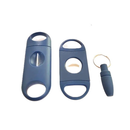 Cigar Cutters Set 3 Pieces Green Flat V-Cut Punch