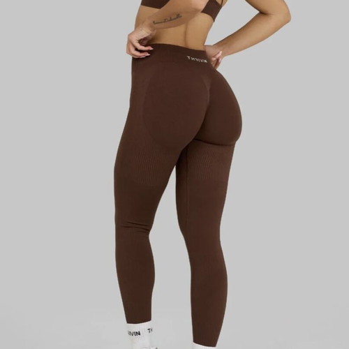 Thrivin Elevate Sculpting Mid Waist Scrunch Leggings, brown, size S