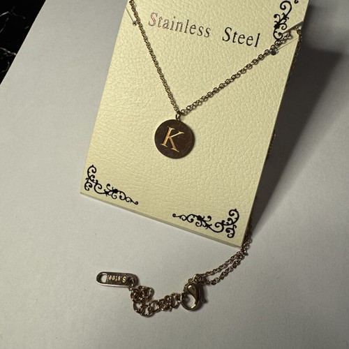 Necklace with initial K, gold color