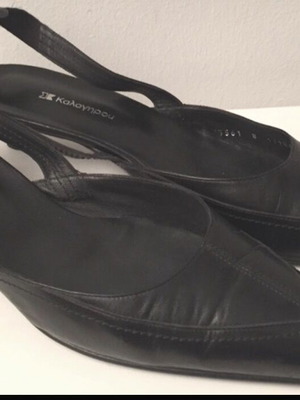 Kalogirou leather shoes like new, pointed kittie heel size 40 black