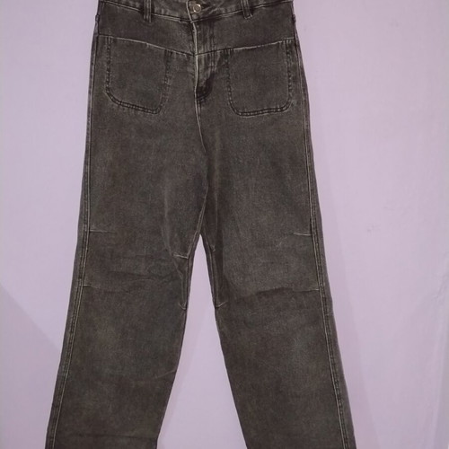Oversized black acid wash jean pants like new, wide leg culotte