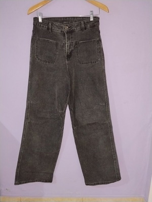 Oversized black acid wash jean pants like new, wide leg culotte