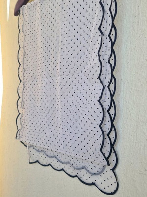 Scarf used long white with blue polka dots
