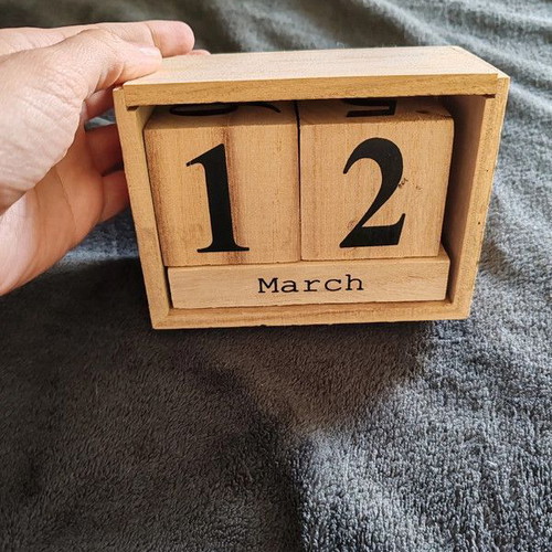 Wooden calendar with blocks like new, decorative