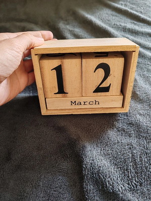 Wooden calendar with blocks like new, decorative