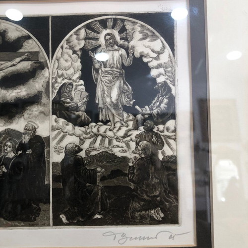 David Bekker woodcut used depicting the birth, crucifixion, and resurrection of Christ