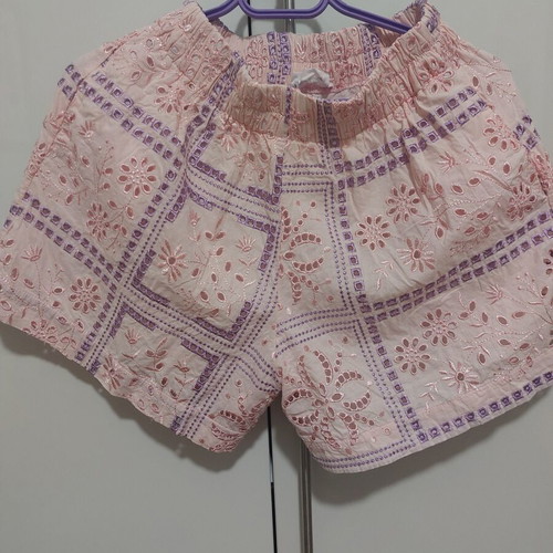 Hemithea broderie shirt and shorts set, pink and purple
