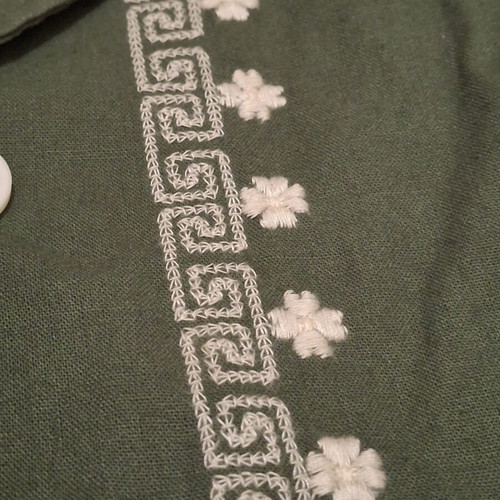 Zara embroidered linen-blend jacket XL like new, khaki with white floral