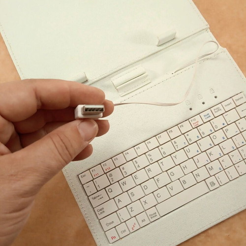 Tablet stand 22 with keyboard, white, like new, with USB connection