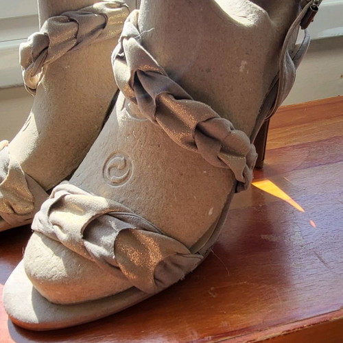 Bon Prix sandals used, size 39, gray with gold accents