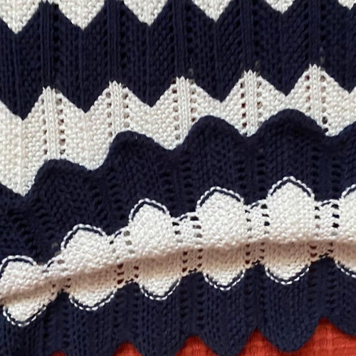 Knitted tank top, blue and white