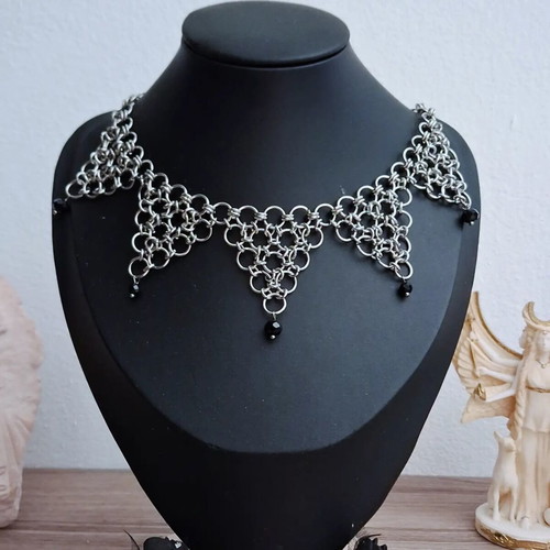 Handmade Stainless Steel Chainmail Choker new, black and silver