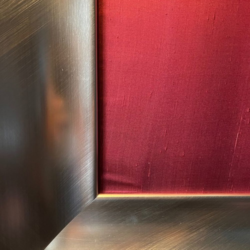 Vintage red framed mirror
