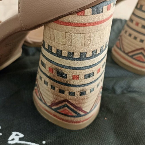Tabita sandals like new with ethnic heel, size 37, beige