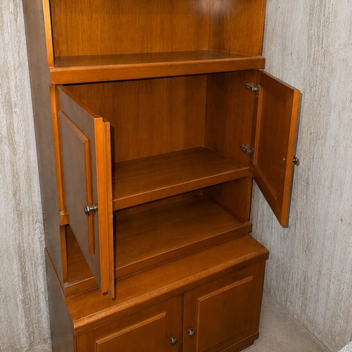 Wooden cabinet with shelves and cupboards