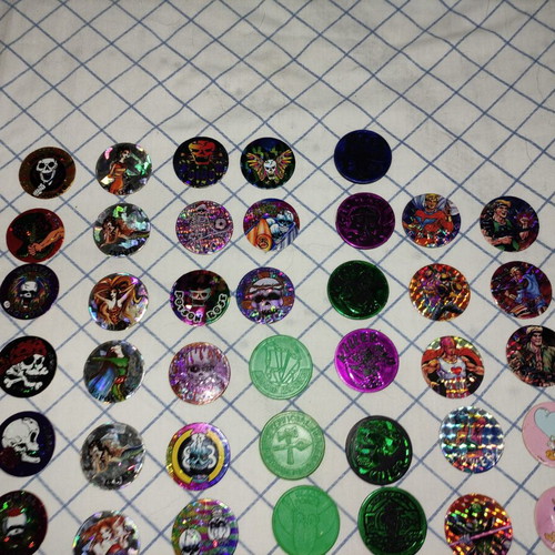 Tazos Poison Zodiac Joker and Various Thick Plastic Glittering