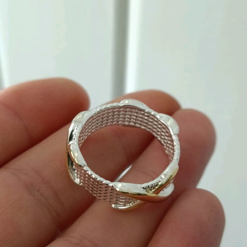 Women's two-tone 925 silver plated gold ring new size 18.5