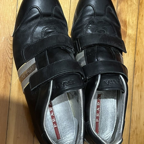 Prada men's leather shoes used, size 45, black and silver