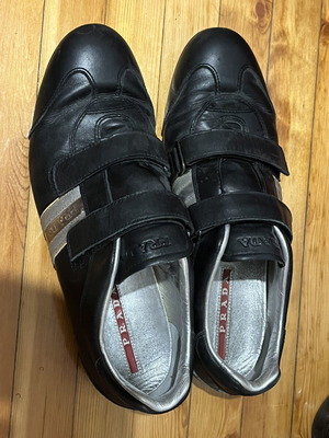 Prada men's leather shoes used, size 45, black and silver
