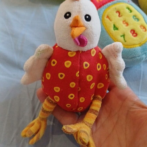 Set of 5 baby toys with octopus, ball, duck, rattle, chicken, and phone