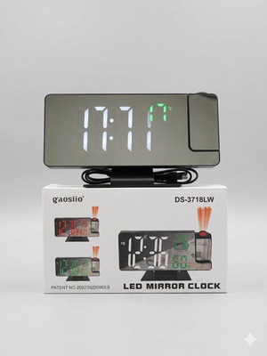 Digital LED mirror clock with projector and thermometer new