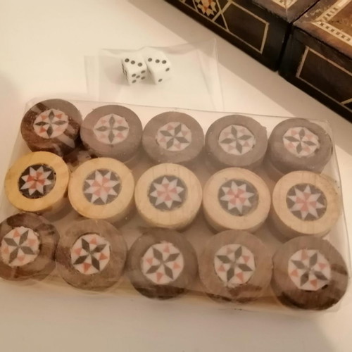 Backgammon-Chess handmade unused 30 years old with ornate pieces