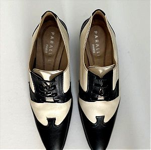 Δερμάτινα Oxford Παπούτσια | Μαύρο-Λευκό | Vintage Parallele Paris