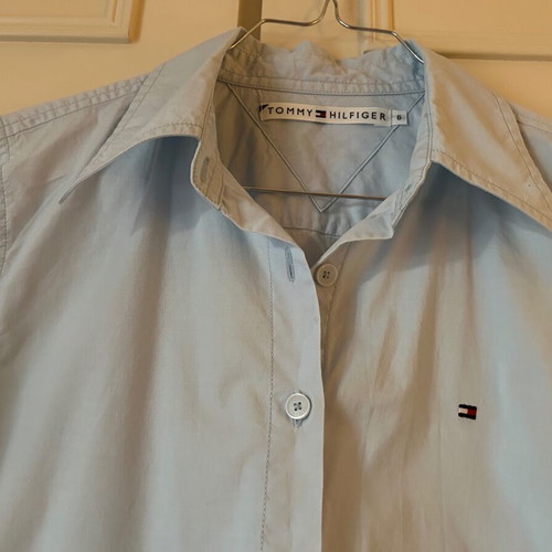 TOMMY HILFIGER, No 6, (XS), women's shirt, classic, sky blue color.