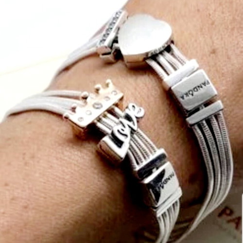 Pandora s925Ale Reflexions bracelet with four strands.