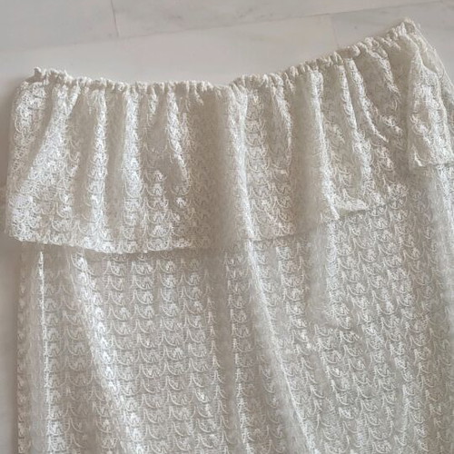 Embroidered curtain set like new, 3 pieces for kitchen
