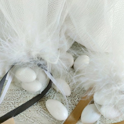 Handmade bombonieres with two tulles and feather new