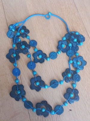 Necklace made of wood and beads with beautiful color