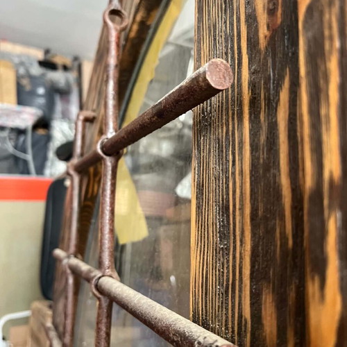 Rustic Double Door with Arch, Glass and Ironwork like new