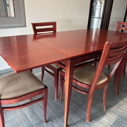 Extendable Dining Set solid cherry wood with 4 chairs used