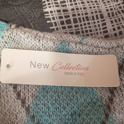 Knitted pullover turquoise and white, new