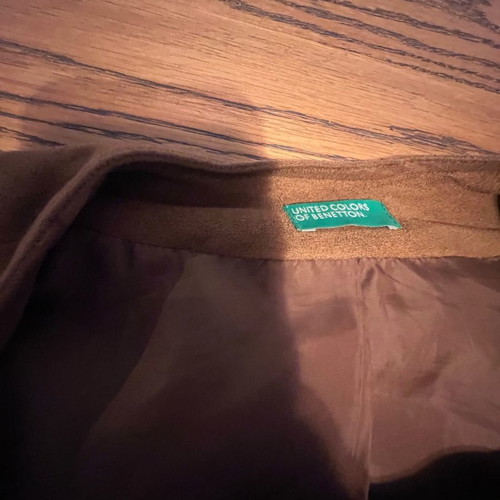 Benetton suede rework camel brown jacket with zipper like new