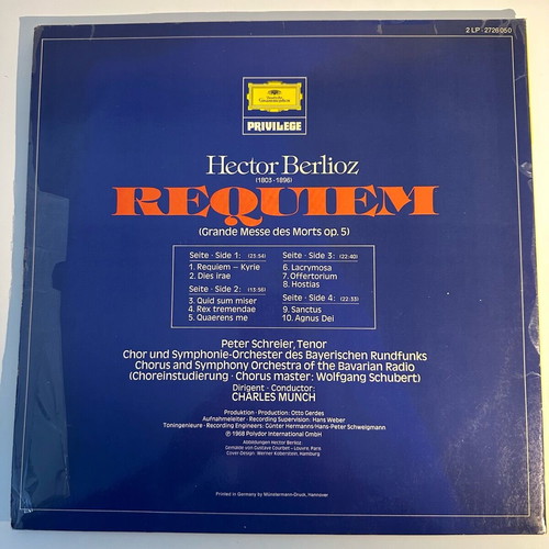 Berlioz Requiem vinyl like new, classical music